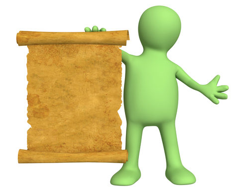 man holding up manuscript